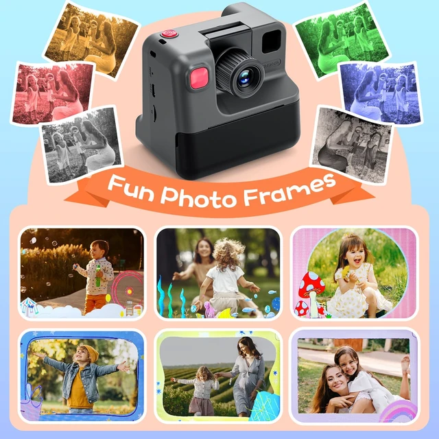 Alt view image 4 of 7 - Kids Camera Instant Print, Christmas Birthday Gifts for Girl Boys 3-12 Years Old, FHD Selfie Digital Video Cameras Toddler 3 Rolls Print Paper & 32G Card
