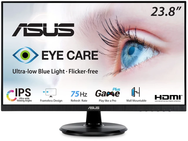 Main image of VA24DQ 24 Inch 1080P Computer Monitor, HDMI, DisplayPort, VGA, Speaker IPS, Full HD, Adaptive-Sync/FreeSync, Eye Care, Low Blue Light, Frameless, Flicker Free, VESA Wall Mount, Tilt Adjustable