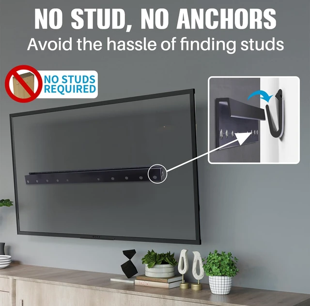 Alt view image 5 of 5 - Studless Drywall TV Mount for 32-75 inch TVs, No Stud TV Wall Bracket Max VESA 600x400mm up to 150 lbs Universal Fits Most LED LCD Plasma Flat/Curved Screen TVs & Monitors