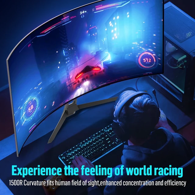 Alt view image 6 of 7 - 34" Ultrawide Curved Gaming Monitor, UWQHD 3440x1440 165Hz 1500R PIP/PBP 1ms(MPRT) 128% sRGB HDMI & DP Tilt Adjustable 21:9 PC Screen