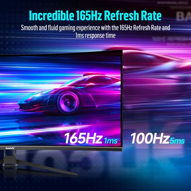 Alt view image 5 of 7 - 34" Ultrawide Curved Gaming Monitor, UWQHD 3440x1440 165Hz 1500R PIP/PBP 1ms(MPRT) 128% sRGB HDMI & DP Tilt Adjustable 21:9 PC Screen
