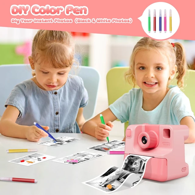 Alt view image 6 of 7 - Kids Camera Instant Print, Christmas Birthday Gifts for Girl Boys Kids 3-12 FHD Selfie Digital Video Cameras Toddler 3 Rolls Print Paper & 32G Card (Light pink)