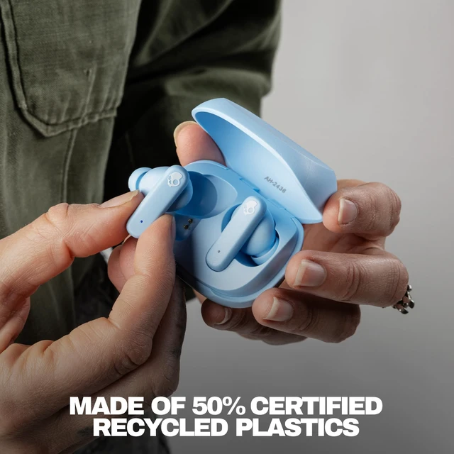 Alt view image 2 of 7 - Smokin Buds Wireless Noise Isolating Earbuds - Preppy Blue In-Ear Fit, Bluetooth, 20 Hours Battery, IPX4 Sweat and Water Resistant, Microphone for iPhone Android, Commuting, Studying