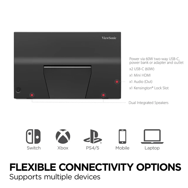 Alt view image 5 of 7 - VX1754 17 Inch 1080p Portable Gaming Monitor, IPS 144Hz Display AMD FreeSync, USB C, Mini HDMI, Laptop, Console, Phone, Built In Stand, Protective Sleeve, 60W Charging, Anti Glare, Travel