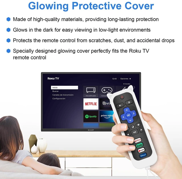 Alt view image 3 of 7 - 2 Pack Replacement Remote for Roku TV with Protective Cover (White) Compatible for TCL Roku/Onn Roku/Hisense Roku/Philips Roku/Sharp Roku/Westinghouse Roku/Insignia Roku TV for Roku TV Only