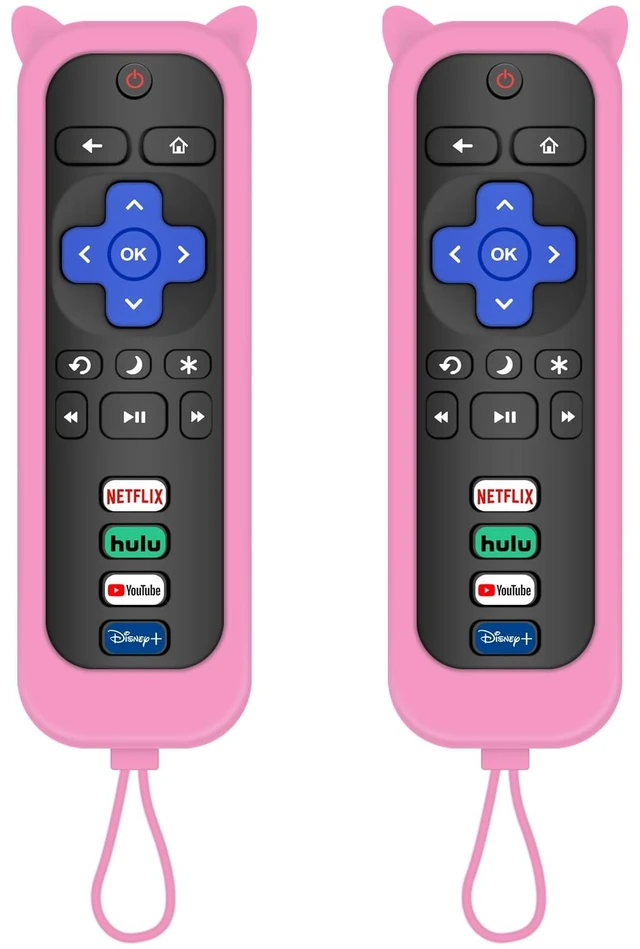 Main image of 2 Pack Replacement Remote for Roku TV with Protective Cover (Pink) Compatible for TCL Roku/Onn Roku/Hisense Roku/Philips Roku/Sharp Roku/Westinghouse Roku/Insignia Roku TV for Roku TV Only