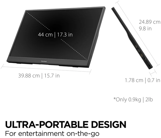 Alt view image 6 of 7 - VX1754 17 Inch 1080p Portable Gaming Monitor, IPS 144Hz Display AMD FreeSync, USB C, Mini HDMI, Laptop, Console, Phone, Built In Stand, Protective Sleeve, 60W Charging, Anti Glare, Travel
