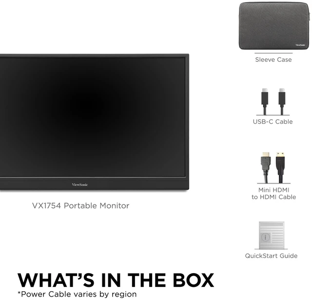Alt view image 7 of 7 - VX1754 17 Inch 1080p Portable Gaming Monitor, IPS 144Hz Display AMD FreeSync, USB C, Mini HDMI, Laptop, Console, Phone, Built In Stand, Protective Sleeve, 60W Charging, Anti Glare, Travel