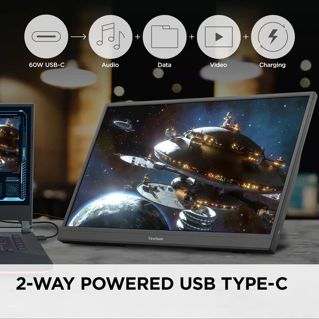 Alt view image 4 of 7 - VX1754 17 Inch 1080p Portable Gaming Monitor, IPS 144Hz Display AMD FreeSync, USB C, Mini HDMI, Laptop, Console, Phone, Built In Stand, Protective Sleeve, 60W Charging, Anti Glare, Travel