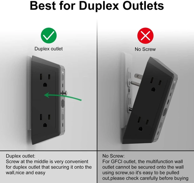 Alt view image 5 of 7 - Multi Plug Wall Outlet Surge Protector with 6-Outlet & 4 USB Ports(2USB-C) Outlet Extender with 1680 Joules, Multiple Outlet Splitter for Home Office Dorm Room Essentials, ETL Listed, Black