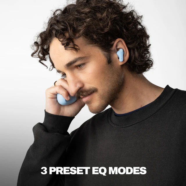 Alt view image 5 of 7 - Smokin Buds Wireless Noise Isolating Earbuds - Preppy Blue In-Ear Fit, Bluetooth, 20 Hours Battery, IPX4 Sweat and Water Resistant, Microphone for iPhone Android, Commuting, Studying