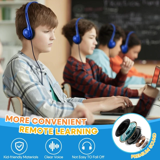Alt view image 4 of 7 - Bulk Earbud Headphones 50 Pack for School Classroom Kids, Wholesale Wired Durable Earphones Class Set for Students Children Toddler Teens Boys Girls and Adult (HY857,50 Blue)