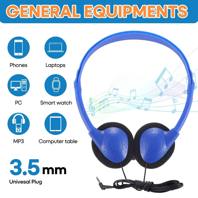 Alt view image 5 of 7 - Bulk Earbud Headphones 50 Pack for School Classroom Kids, Wholesale Wired Durable Earphones Class Set for Students Children Toddler Teens Boys Girls and Adult (HY857,50 Blue)