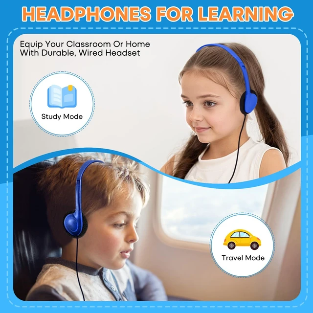 Alt view image 7 of 7 - Bulk Earbud Headphones 50 Pack for School Classroom Kids, Wholesale Wired Durable Earphones Class Set for Students Children Toddler Teens Boys Girls and Adult (HY857,50 Blue)
