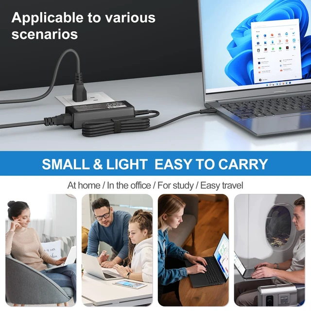 Alt view image 7 of 7 - 100W USB C Laptop Charger Compatible with HP,Lenovo,Dell,Chromebook,ThinkPad,Mac Book Pro/Air 16,15,14,13 Inch,Acer,Asus and All Type C Adapter Charger