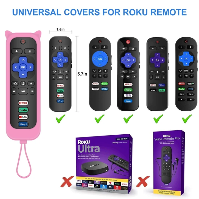 Alt view image 6 of 7 - 2 Pack Replacement Remote for Roku TV with Protective Cover (Pink) Compatible for TCL Roku/Onn Roku/Hisense Roku/Philips Roku/Sharp Roku/Westinghouse Roku/Insignia Roku TV for Roku TV Only