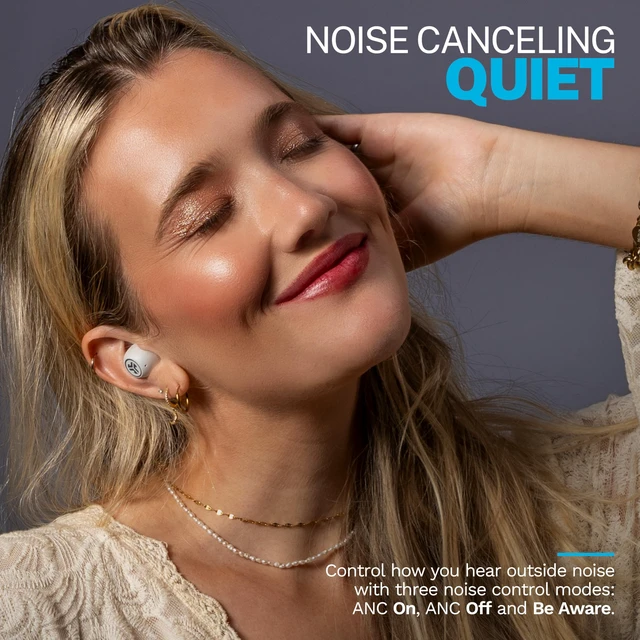 Alt view image 2 of 7 - Go Pop ANC True Wireless Earbuds with Dual Connect, White 24+ hours of autonomy, IP55 sweatproof, microphone, clear calls and multipoint connection