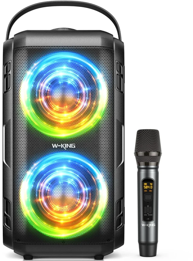 Main image of 80W Bluetooth Party Speaker with Wireless Microphone Portable Loud Bluetooth Speaker-2 Full Range Drivers/Deep Bass, 105dB Sound, Adults/Kids with Lights/IPX5/U-Disk/TF/AUX