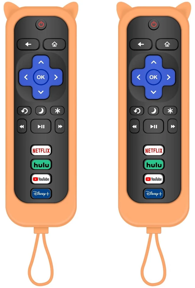 Main image of 2 Pack Replacement Remote for Roku TV with Protective Cover (Orange) Compatible for TCL Roku/Onn Roku/Hisense Roku/Philips Roku/Sharp Roku/Westinghouse Roku/Insignia Roku TV for Roku TV Only