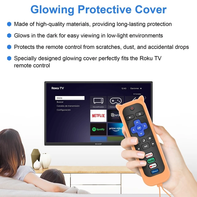 Alt view image 3 of 7 - 2 Pack Replacement Remote for Roku TV with Protective Cover (Orange) Compatible for TCL Roku/Onn Roku/Hisense Roku/Philips Roku/Sharp Roku/Westinghouse Roku/Insignia Roku TV for Roku TV Only