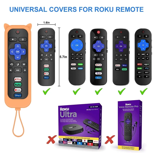 Alt view image 6 of 7 - 2 Pack Replacement Remote for Roku TV with Protective Cover (Orange) Compatible for TCL Roku/Onn Roku/Hisense Roku/Philips Roku/Sharp Roku/Westinghouse Roku/Insignia Roku TV for Roku TV Only