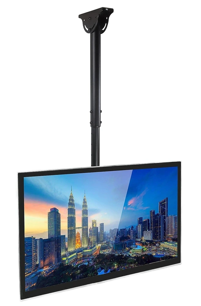 Alt view image 4 of 7 - Mount-It Ceiling TV Mount Bracket, Fits 40 42 47 50 55 60 70 Inch Flat Panel Televisions, Adjustable Height Telescoping Tilt and Swivel, Mount on Vaulted Ceilings Up To VESA 600x400 (MI-509L), Black