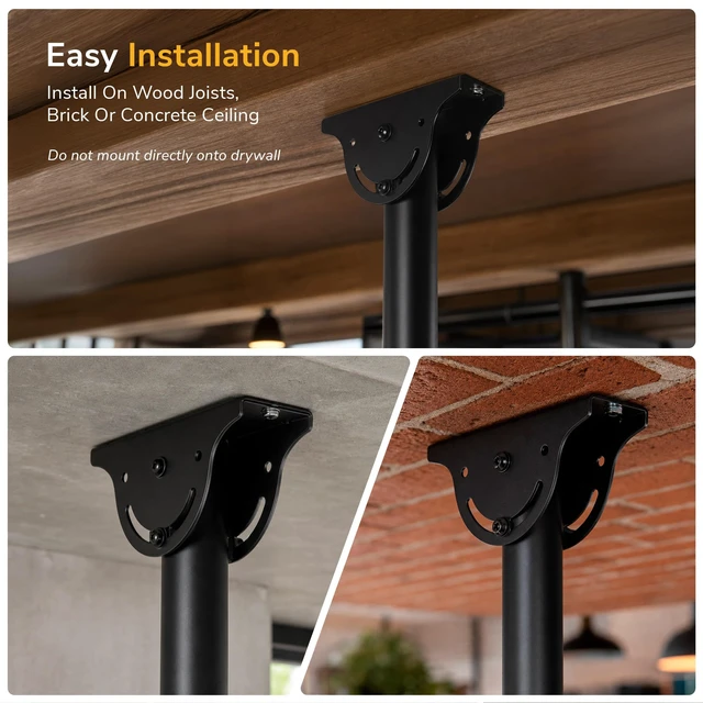 Alt view image 6 of 7 - Mount-It Ceiling TV Mount Bracket, Fits 40 42 47 50 55 60 70 Inch Flat Panel Televisions, Adjustable Height Telescoping Tilt and Swivel, Mount on Vaulted Ceilings Up To VESA 600x400 (MI-509L), Black