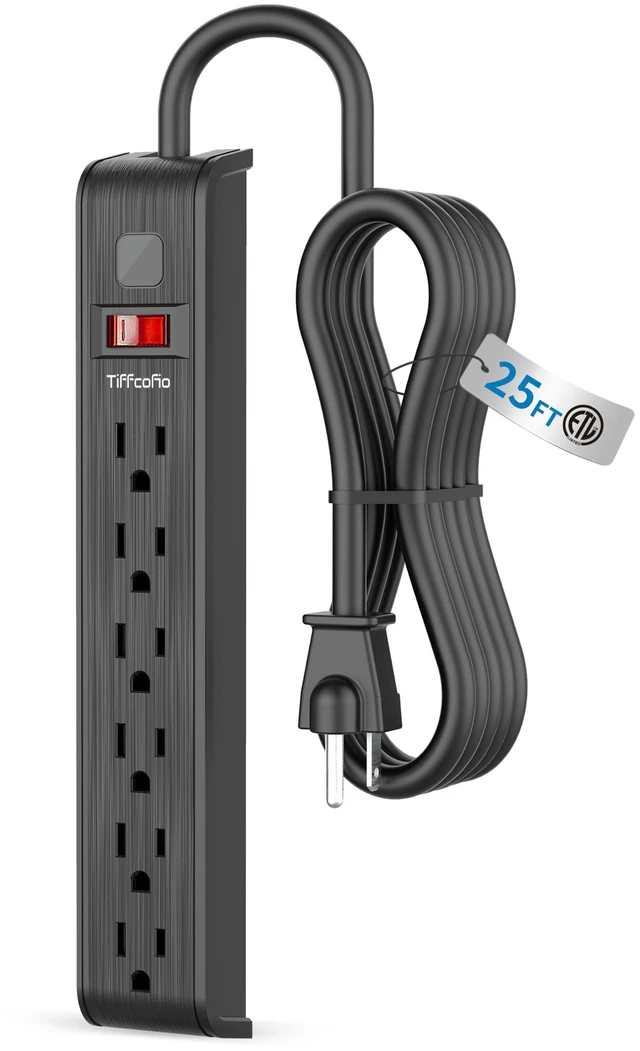 Main image of Power Strip Surge Protector, 25 Feet Extension Cord, 600 Joules Surge Protection, Multiple Protection 6 Outlet Strip, ETL Listed 1 Pack