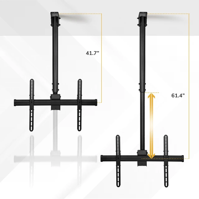 Alt view image 7 of 7 - Mount-It Ceiling TV Mount Bracket, Fits 40 42 47 50 55 60 70 Inch Flat Panel Televisions, Adjustable Height Telescoping Tilt and Swivel, Mount on Vaulted Ceilings Up To VESA 600x400 (MI-509L), Black