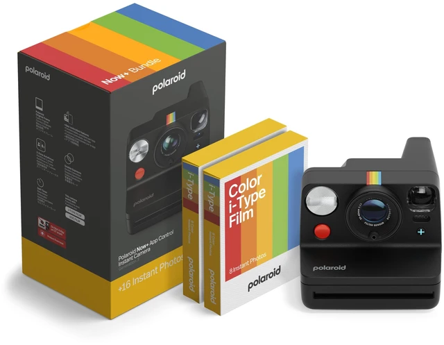 Main image of Now+ 3rd Generation I-Type Instant Camera + Film Bundle - Now+ Bluetooth App Controlled Black Camera + 16 Color Photos (6562)