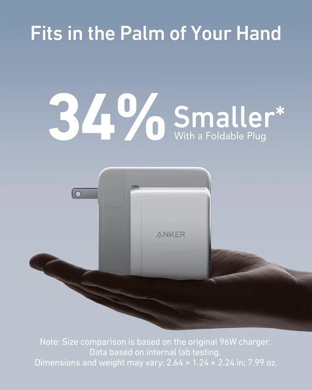 Alt view image 3 of 7 - Nano 100W MacBook Charger, 3-Port Fast Compact GaN USB Charger Block With 1 Pack & 1 Cable for MacBook Pro/Air, Pixelbook, ThinkPad, Dell XPS, iPad Pro, iPhone 17 Series, Galaxy S23, and More