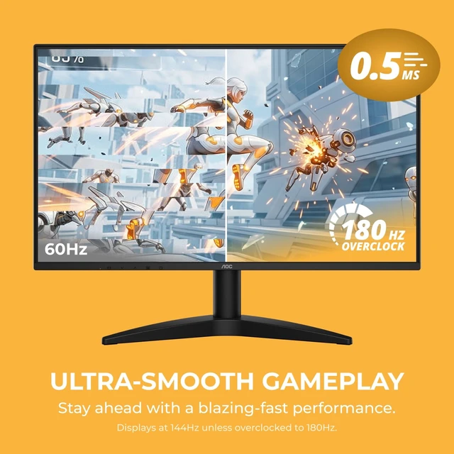 Alt view image 2 of 7 - 24 Inch Gaming Monitor FHD 180Hz Overclocked VA HDR Ready, G24B36N 1920×1080 LED Monitor, 144Hz Native / 180Hz OC, 0.5ms, DP 1.4, HDMI 2.1, Adaptive Sync, VESA, Earphone Out