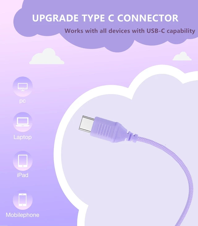 Alt view image 2 of 6 - Upgrade USB Type C Kids Headphone for School, 94dB Safe Volume Limited, HD Stereo Sound, Foldable Lightweight On-Ear Headphones for Boys/Girls/Students/Tablet/Travel(Light Purple)