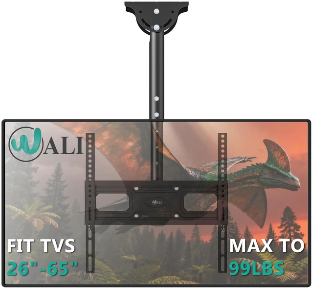 Main image of Ceiling TV Mount for Most 26-65 inch LCD LED OLED 4K TVs, up to 99 lbs Hanging Pole Ceiling Mount TV Bracket Up Down, Full Motion with Height Adjustment, Tilt, Swivel,Max VESA 400x400mm (CM2665-P)