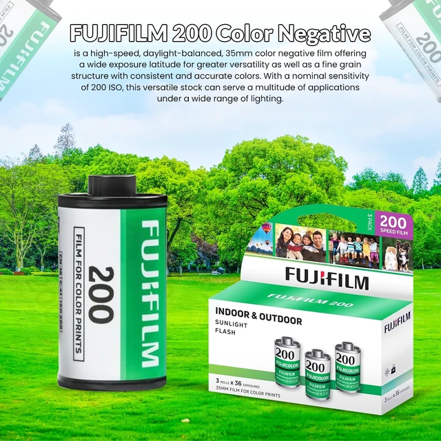 Alt view image 3 of 7 - 200 Color Negative Film (35mm Roll Film, 36 Exposures, 3-Pack) + BluebirdSales Microfiber Cleaning Cloth Bundle