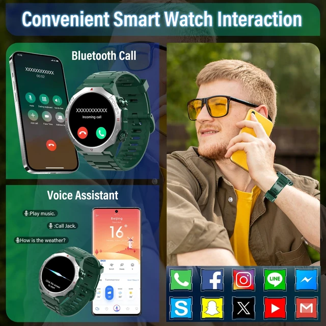 Alt view image 2 of 7 - Smart Watch for Men (Answer/Make Calls), Rugged Men's Military Smartwatch, 1.39" HD Fitness Tracker with Heart Rate/Sleep/Step Monitor, 110+ Sport Modes, IP68 Waterproof Activity Tracker Android iOS
