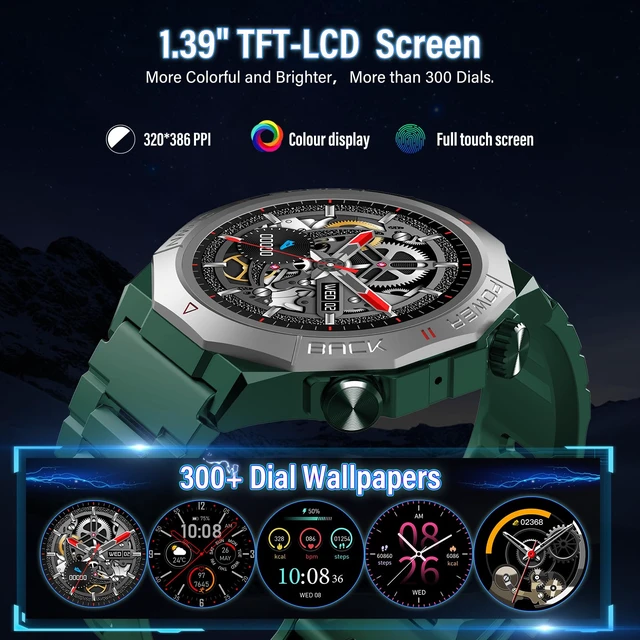 Alt view image 3 of 7 - Smart Watch for Men (Answer/Make Calls), Rugged Men's Military Smartwatch, 1.39" HD Fitness Tracker with Heart Rate/Sleep/Step Monitor, 110+ Sport Modes, IP68 Waterproof Activity Tracker Android iOS