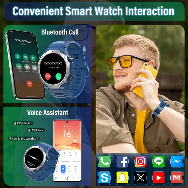 Alt view image 2 of 7 - Smart Watch for Men (Answer/Make Calls), Rugged Men's Military Smartwatch, 1.39" HD Fitness Tracker with Heart Rate/Sleep/Step Monitor, 110+ Sport Modes, IP68 Waterproof Activity Tracker Android iOS