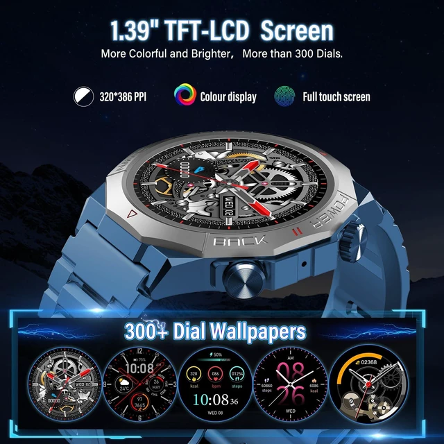 Alt view image 3 of 7 - Smart Watch for Men (Answer/Make Calls), Rugged Men's Military Smartwatch, 1.39" HD Fitness Tracker with Heart Rate/Sleep/Step Monitor, 110+ Sport Modes, IP68 Waterproof Activity Tracker Android iOS