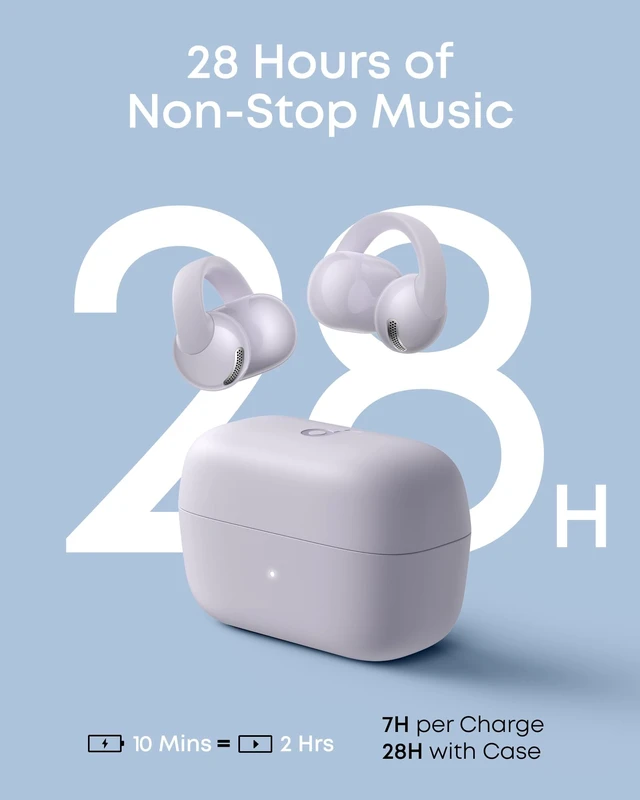 Alt view image 5 of 7 - C50i by Anker Open Ear Earbuds, Clip On Earbuds, Clip Headphones Ultra-Comfort for Running Workout, 12mm Drivers for Powerful Bass, 28H Playtime, Secure Fit, Hi-Res, IP55, Bluetooth 6.0
