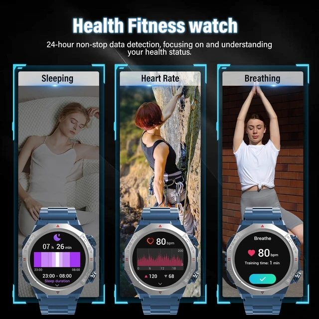 Alt view image 4 of 7 - Smart Watch for Men (Answer/Make Calls), Rugged Men's Military Smartwatch, 1.39" HD Fitness Tracker with Heart Rate/Sleep/Step Monitor, 110+ Sport Modes, IP68 Waterproof Activity Tracker Android iOS