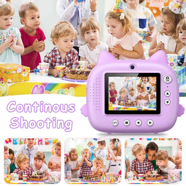 Alt view image 4 of 7 - Kids Camera Instant Print, Christmas Birthday Gifts for Girl Boys Kids 3-12 FHD Selfie Digital Video Cameras Toddler 3 Rolls Print Paper & 32G Card (Purple Cat)