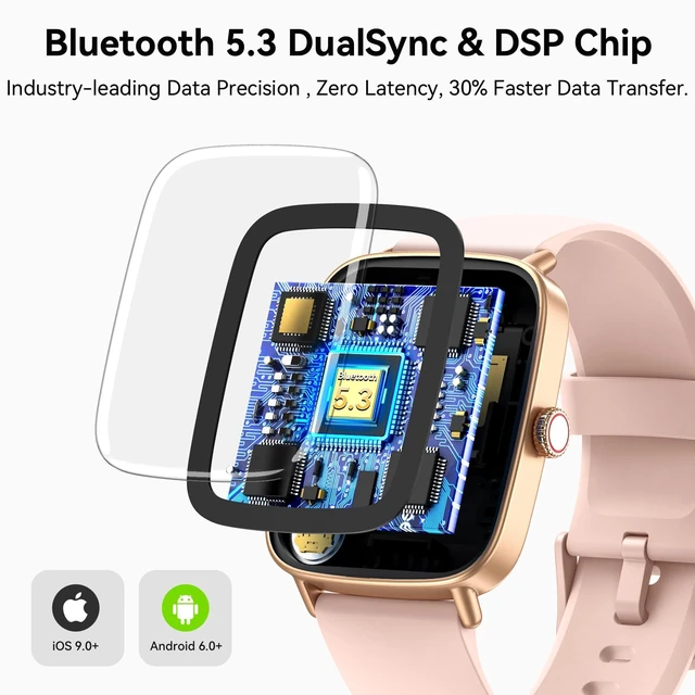 Alt view image 2 of 7 - Smart Watch for Women, 1.85" HD AMOLED Fitness Tracker (Answer/Call) with 24/7 Heart Rate/Sleep/SpO2 Monitor for iPhone & Android, 120+ Sports Modes Smartwatch with IP68 Waterproof, 2 Bands