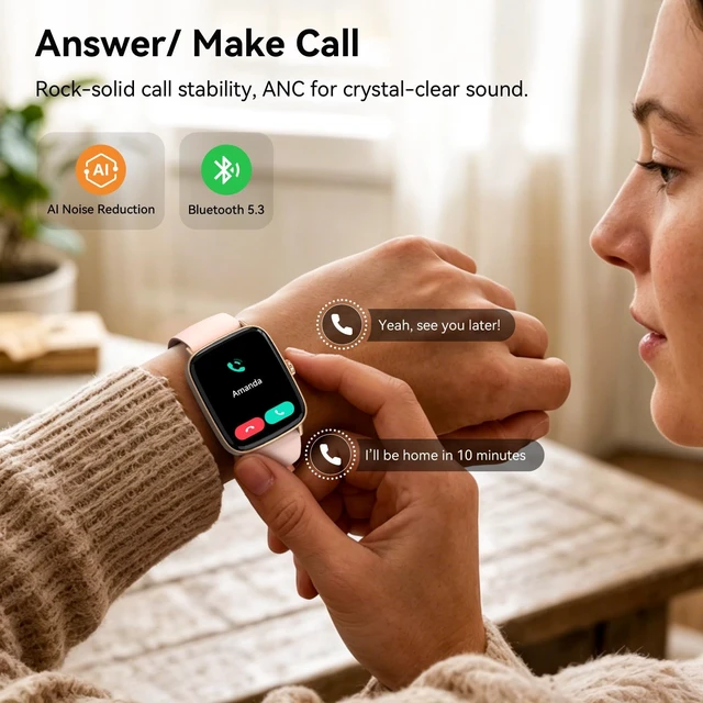 Alt view image 3 of 7 - Smart Watch for Women, 1.85" HD AMOLED Fitness Tracker (Answer/Call) with 24/7 Heart Rate/Sleep/SpO2 Monitor for iPhone & Android, 120+ Sports Modes Smartwatch with IP68 Waterproof, 2 Bands