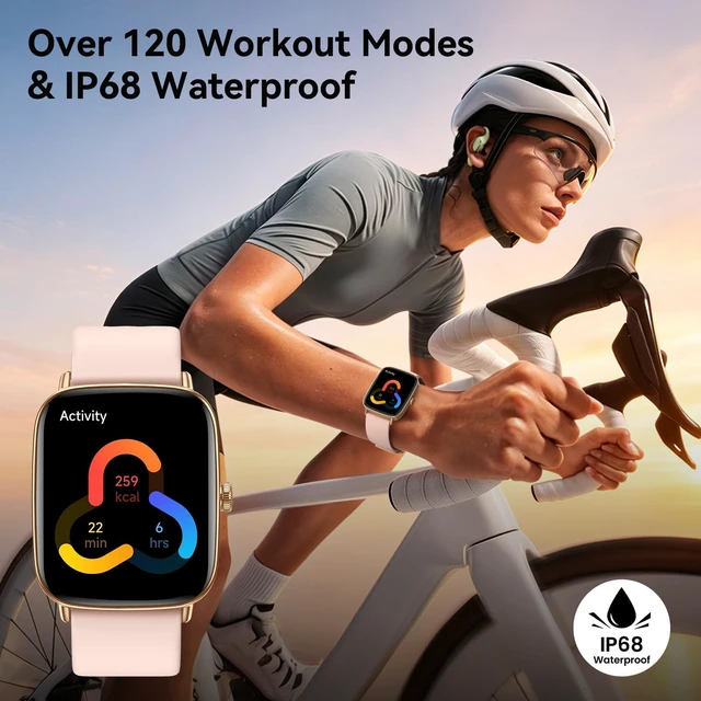 Alt view image 6 of 7 - Smart Watch for Women, 1.85" HD AMOLED Fitness Tracker (Answer/Call) with 24/7 Heart Rate/Sleep/SpO2 Monitor for iPhone & Android, 120+ Sports Modes Smartwatch with IP68 Waterproof, 2 Bands
