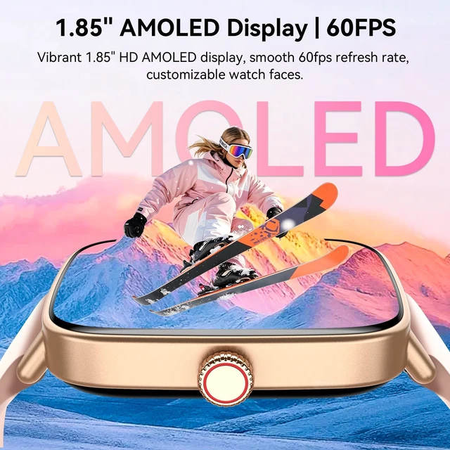 Alt view image 7 of 7 - Smart Watch for Women, 1.85" HD AMOLED Fitness Tracker (Answer/Call) with 24/7 Heart Rate/Sleep/SpO2 Monitor for iPhone & Android, 120+ Sports Modes Smartwatch with IP68 Waterproof, 2 Bands