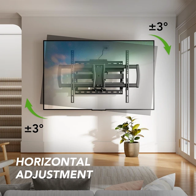 Alt view image 7 of 7 - Full Motion TV Wall Mount Bracket with Power Outlet for Most 32-85 inch TV,TV Mount Dual Articulating Arms,Tilt/Swivel/Extension/Leveling,Fits 8 12 16" Studs,Max Vesa 600x400mm, Holds up to 132lbs