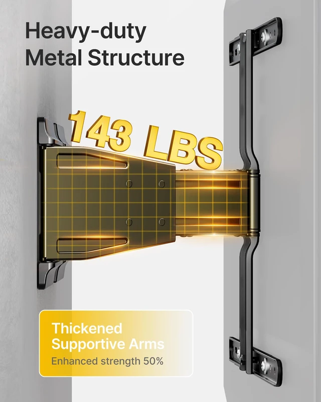 Alt view image 4 of 7 - 0.77" Ultra Slim TV Wall Mount for 43-90 Inch TVs, up to 143 lbs Low Profile Full Motion TV Bracket, Smooth Swivel/Tilt/Level, Articulating Dual Arms, Max VESA 600x400mm, Fits 16"/18" Studs