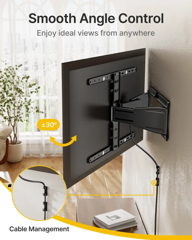 Alt view image 6 of 7 - 0.77" Ultra Slim TV Wall Mount for 43-90 Inch TVs, up to 143 lbs Low Profile Full Motion TV Bracket, Smooth Swivel/Tilt/Level, Articulating Dual Arms, Max VESA 600x400mm, Fits 16"/18" Studs