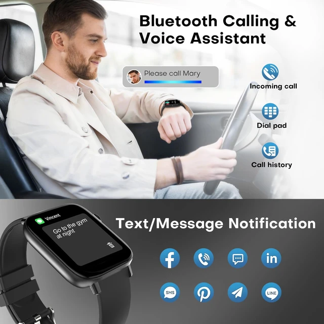 Alt view image 4 of 7 - Smart Watch for Men - Bluetooth Call, Fitness Tracker, Heart Rate & Sleep Monitor, 1.83" HD Touch Screen Smartwatch, IP68 Waterproof - for Android & iPhone, Black